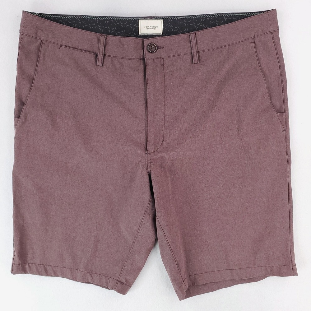 7Diamonds Performance Shorts Mens 38 Mauve Stretch Adrenaline Hybrid Athleisure